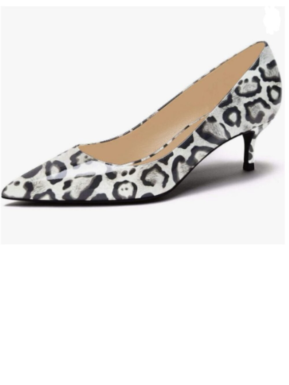 YDN Black Leopard Kitten Heeled Pumps Pointed Toe Dress Shoes for Office Lady